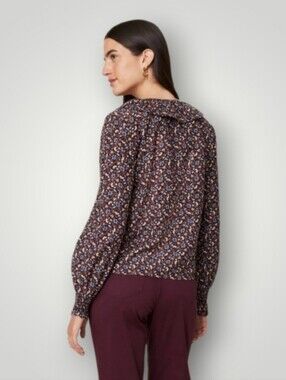 Ann Taylor Weekend Ditsy Floral Ruffle Top Large Cottage Core Prairie Medium